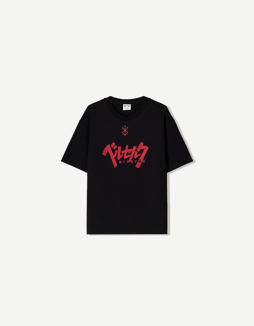 T-shirt Berserk manches courtes molleton imprimé-Noir