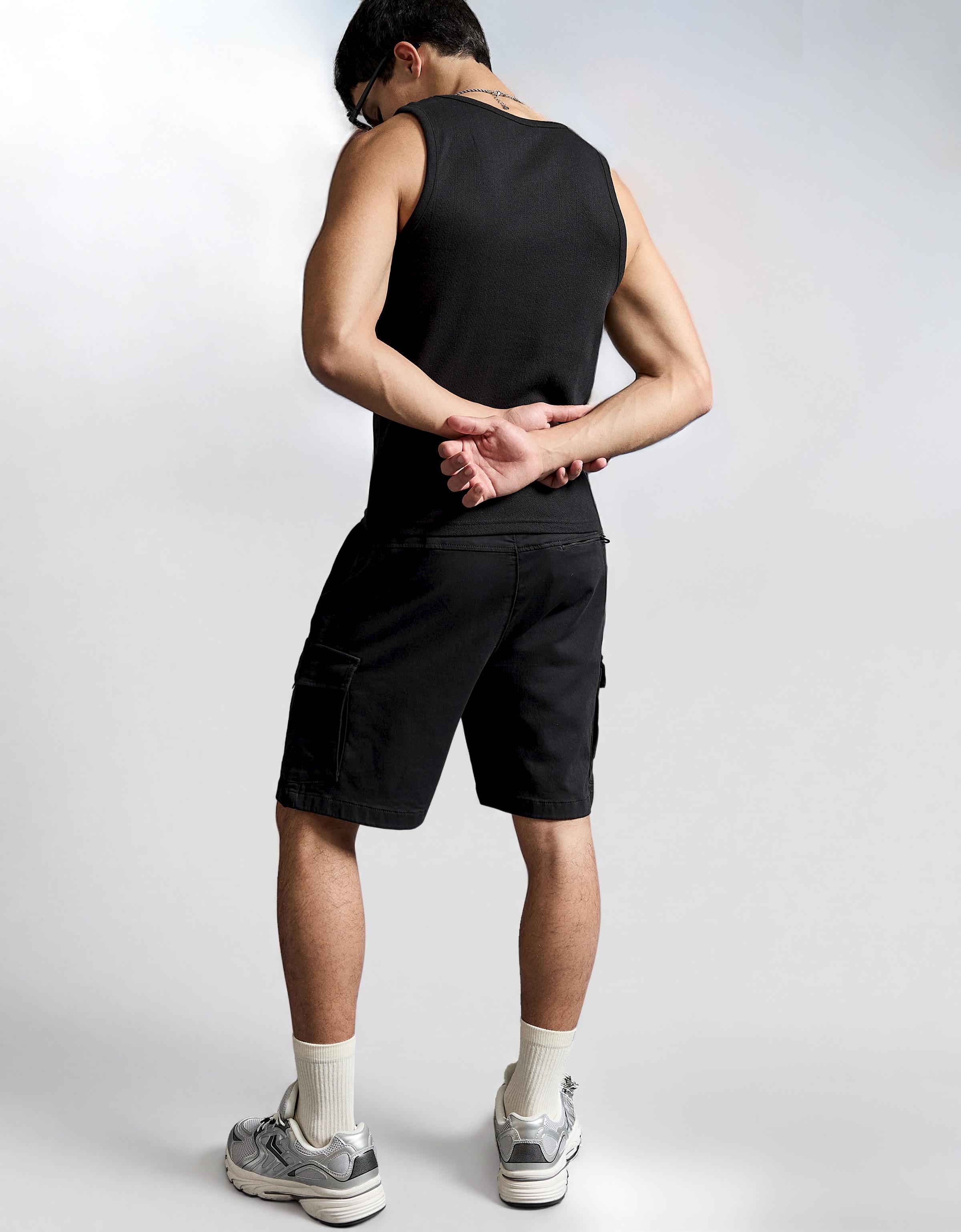 Regular fit cargo Bermuda shorts — Black