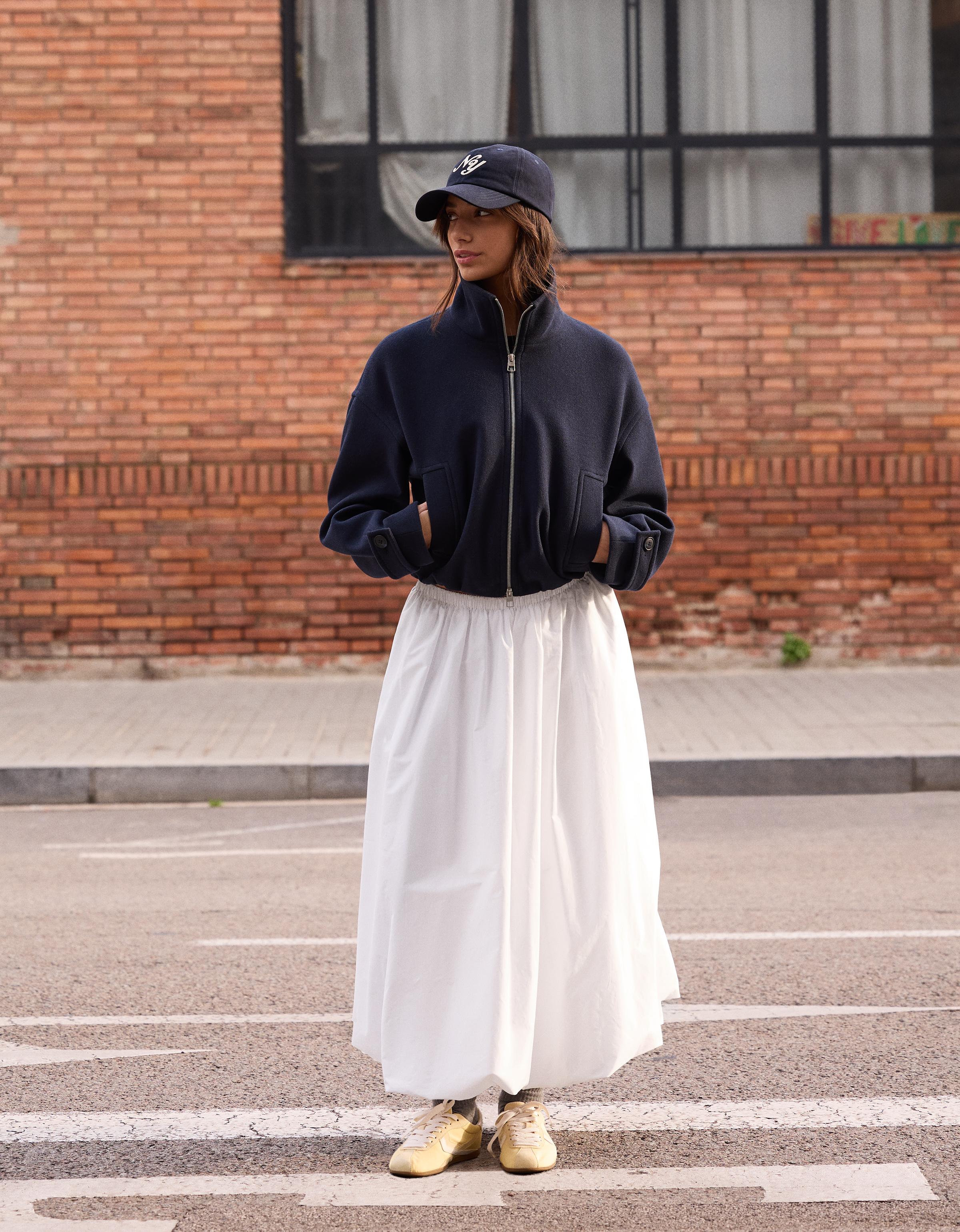 Bershka Midirock Mit Ballonform Damen Xl Weiss