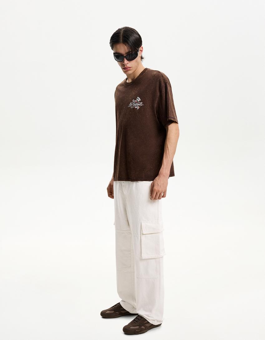 Baggy cargo jeans-Cream