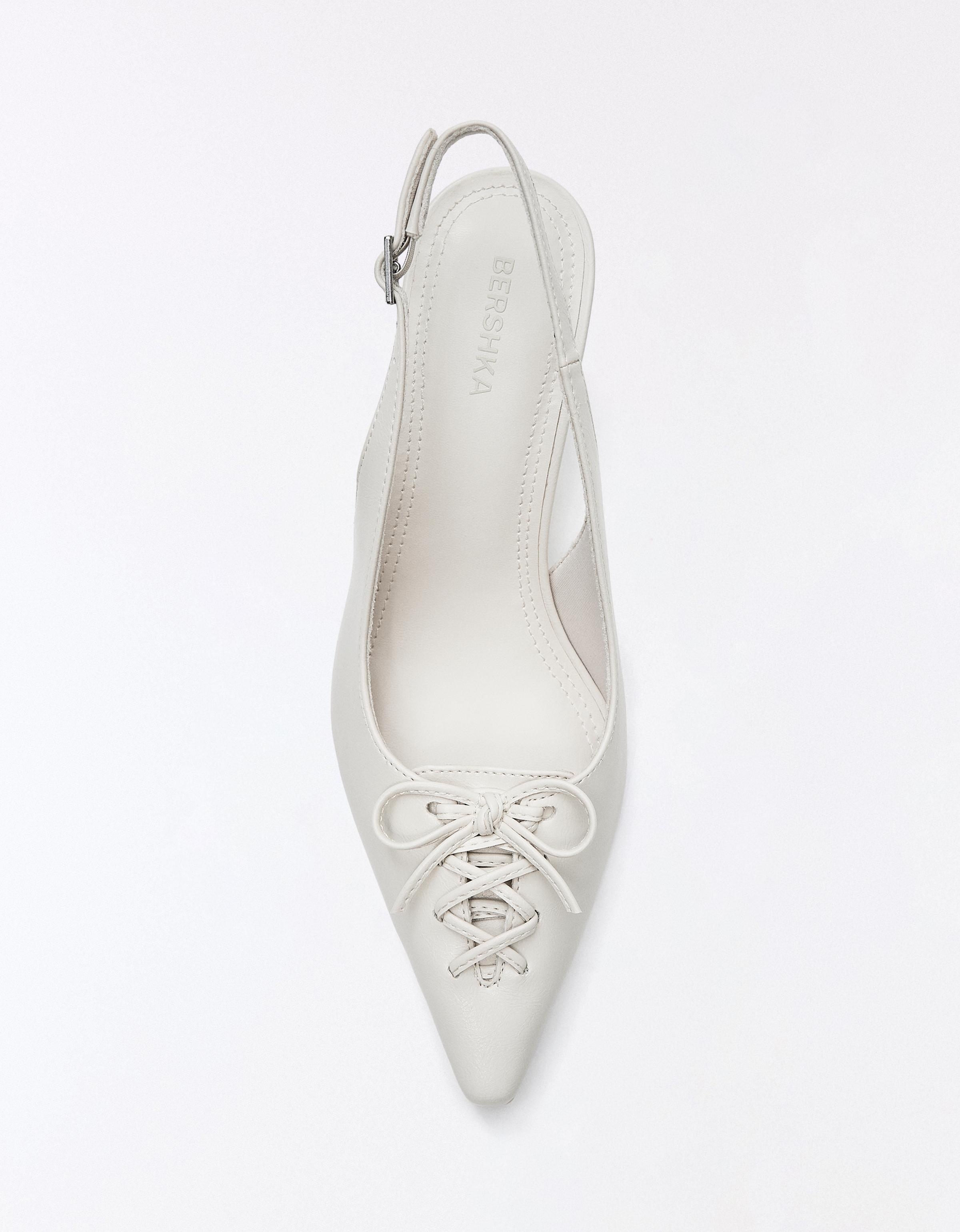 KITTEN HEEL CORSET SHOES — WHITE