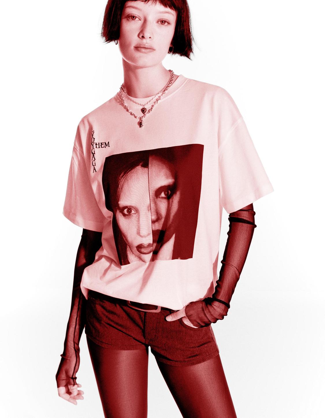 Lady Gaga print short sleeve T-shirt