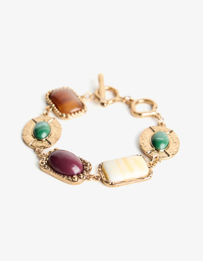 Pulseira de pedras-Dourado-2