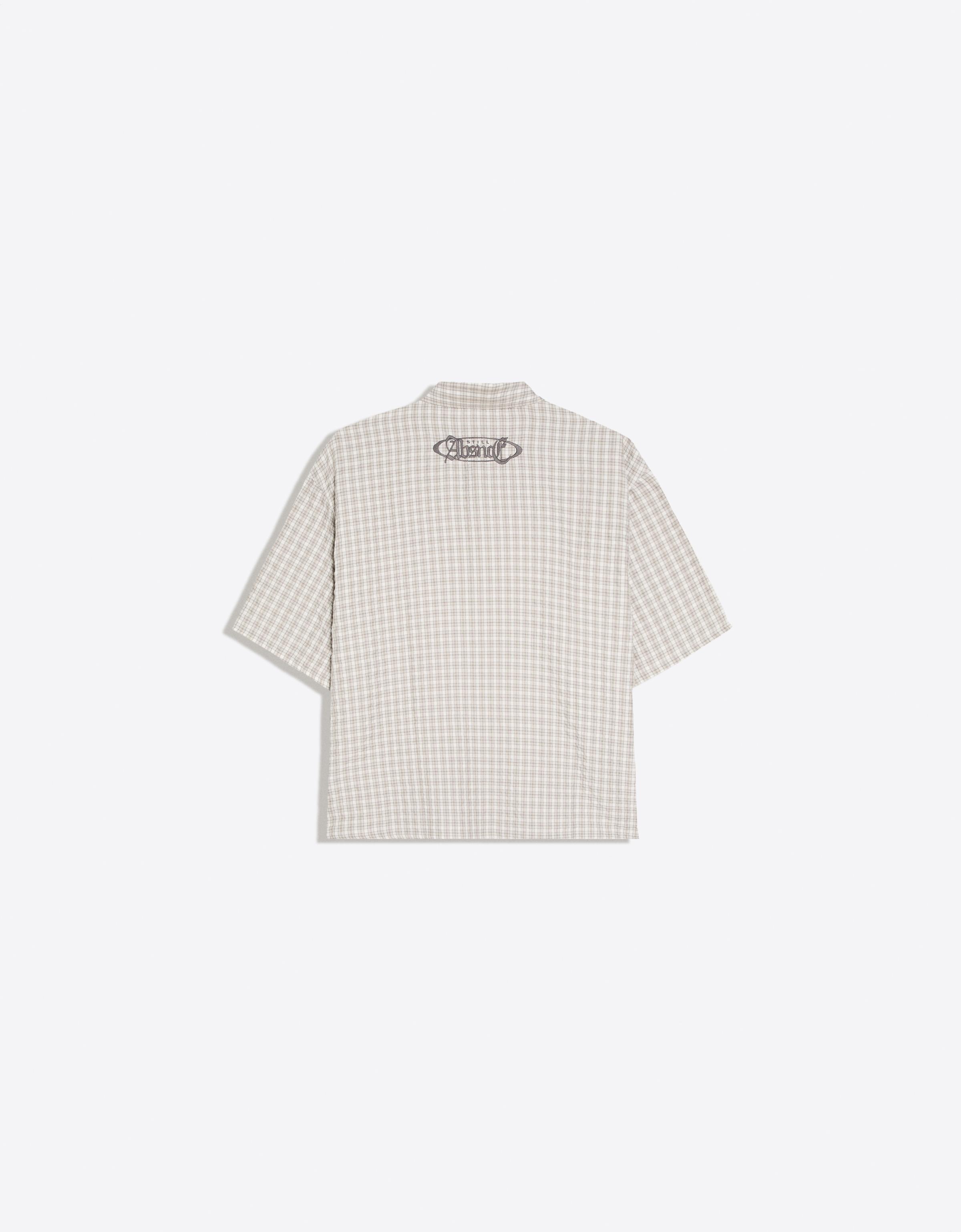 Short-sleeved boxy print shirt — Mixed gray