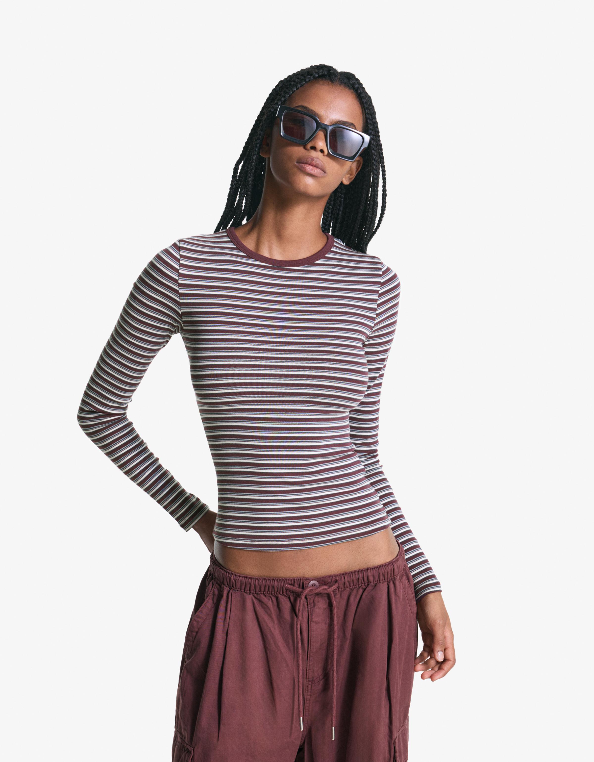 Thumbnail - Bershka Langarmshirt Damen Xs Bordeaux
