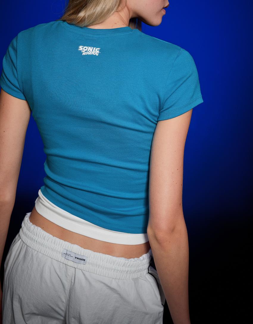 T-Shirt mit Sonic-Sonic-Print-Blau