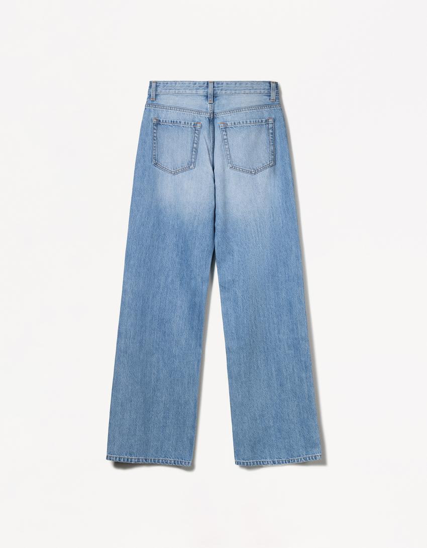 Wide Leg 90's Jeans mit Rissen-Ausgewaschenes Blau-5