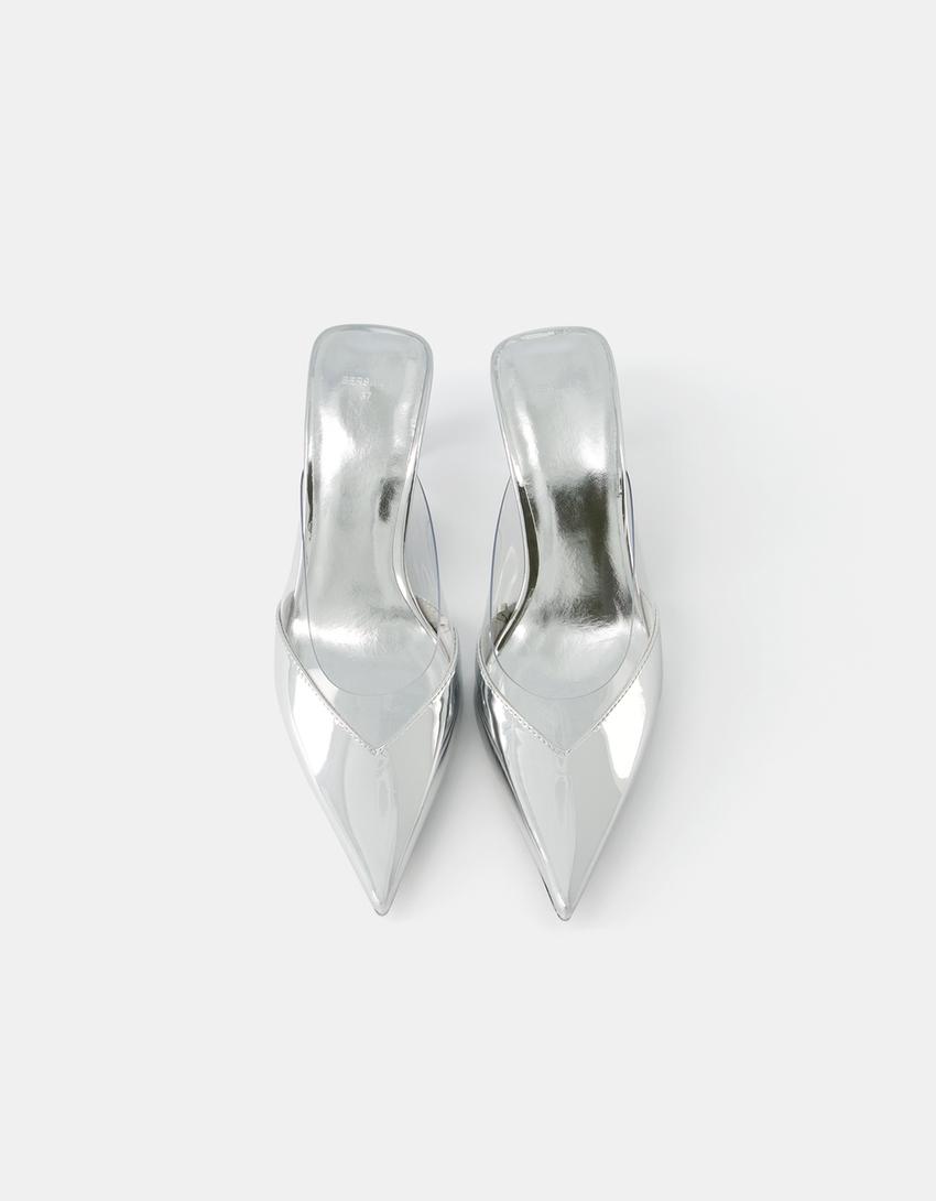 خف فينيل ممعدن بكعب صغير-فضي-5