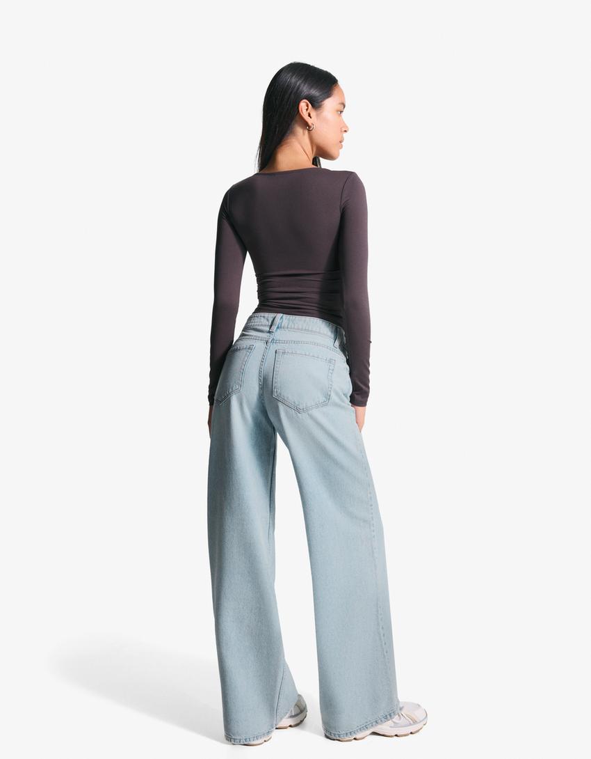 Wide-leg jeans-Light blue