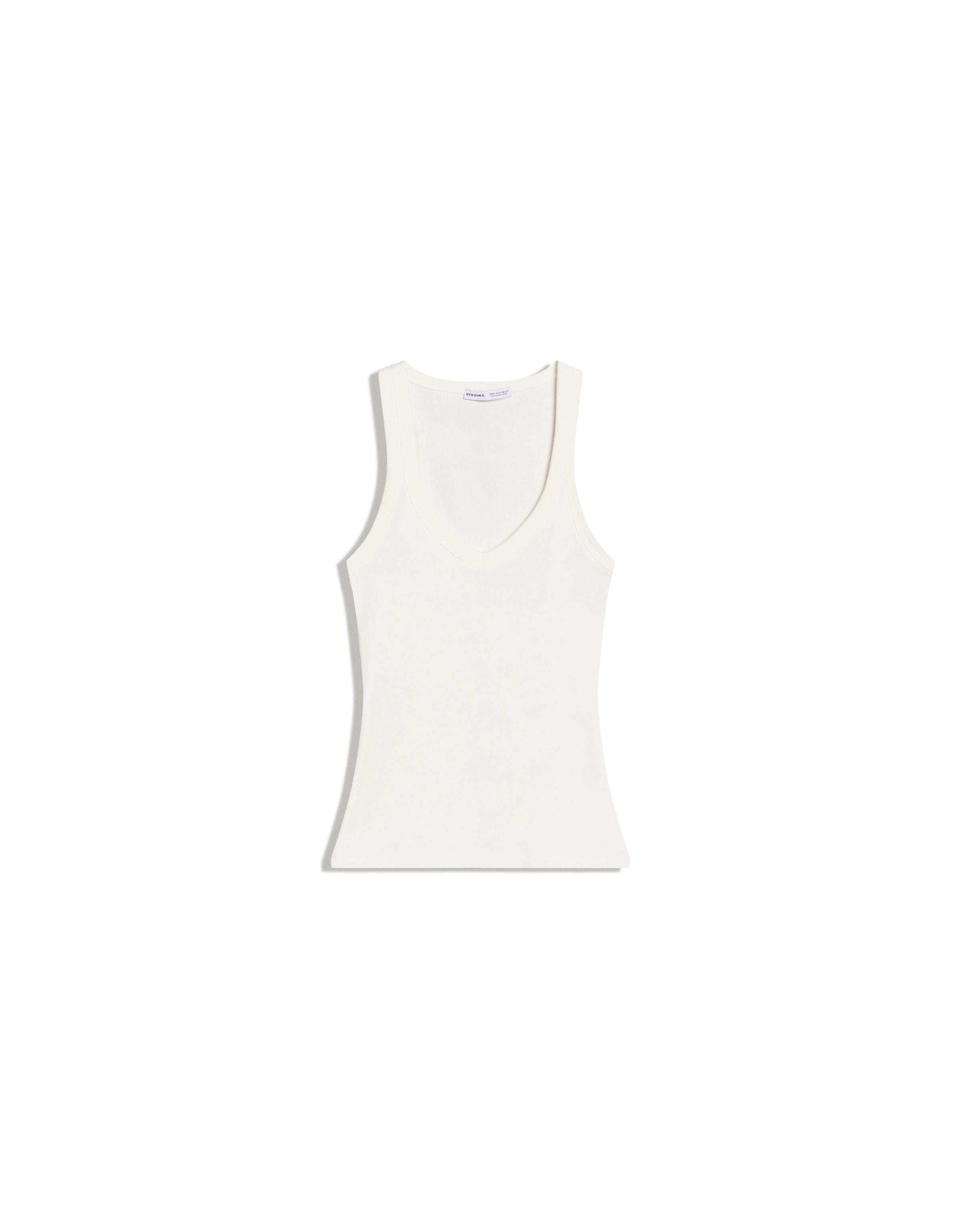 V-neck strappy vest top — Off white