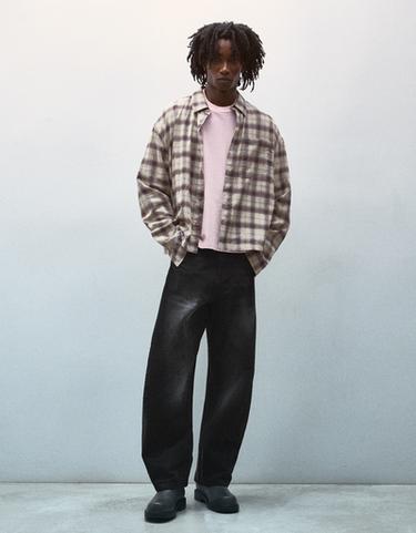 Checked long sleeve shirt — Brown 3