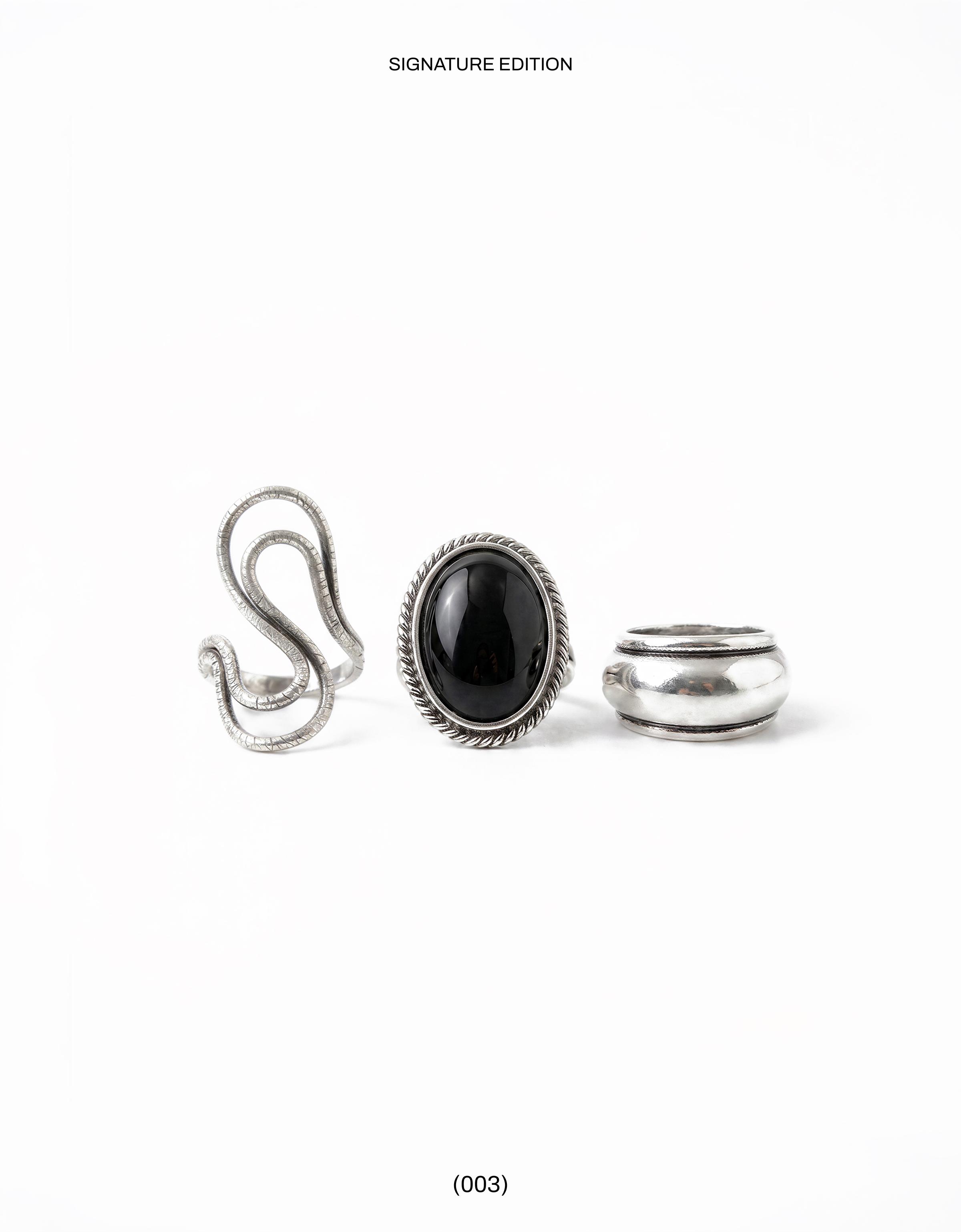 Pack of 3 stone rings — Silver