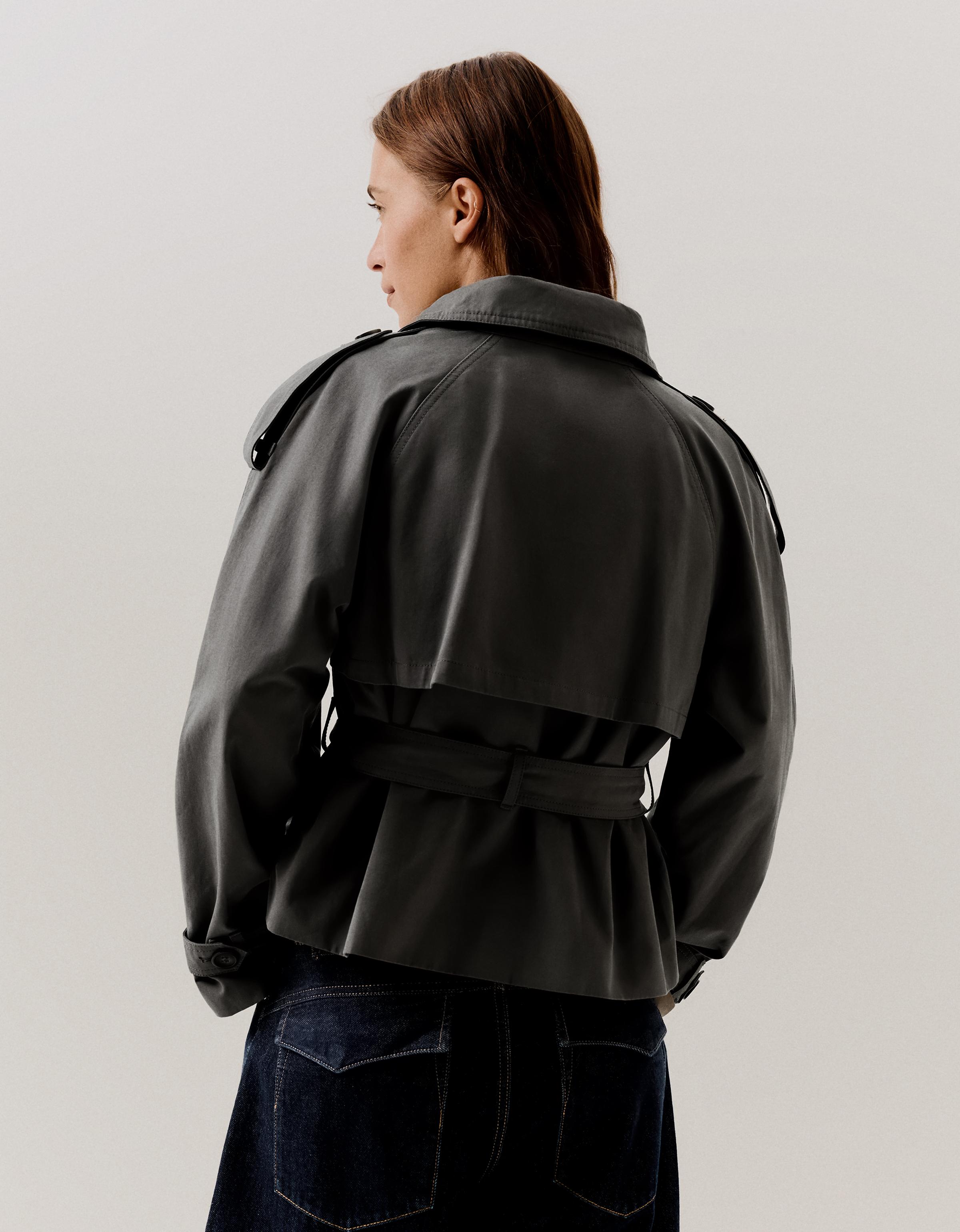 Funnel neck trench jacket — Dark grey