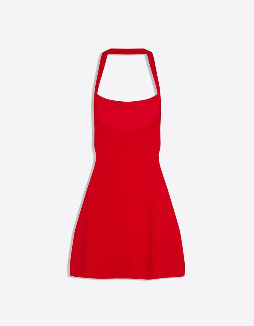Halter mini dress-Red