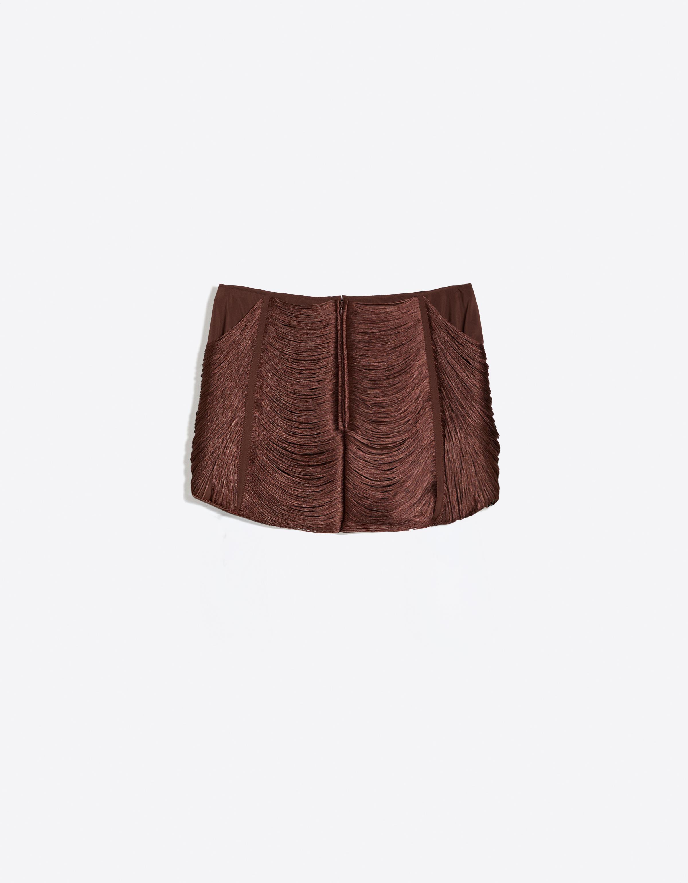Fringed mini skirt