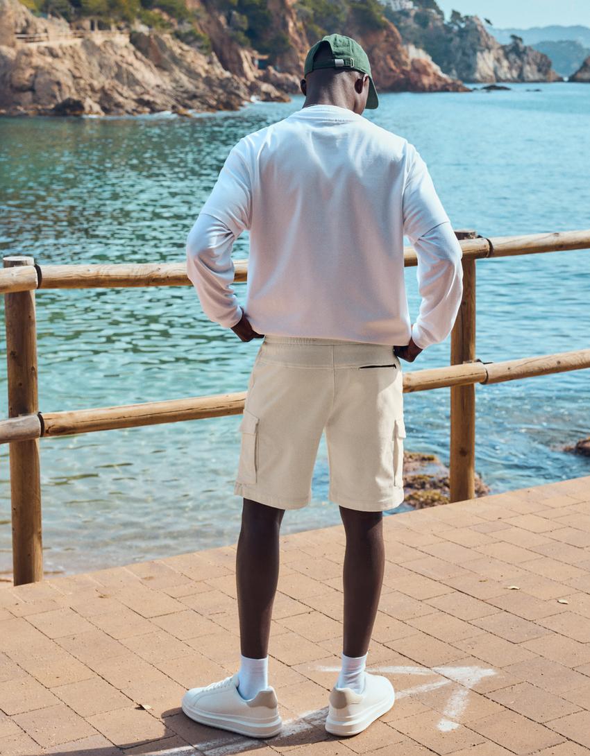 Regular cargo Bermuda shorts-White