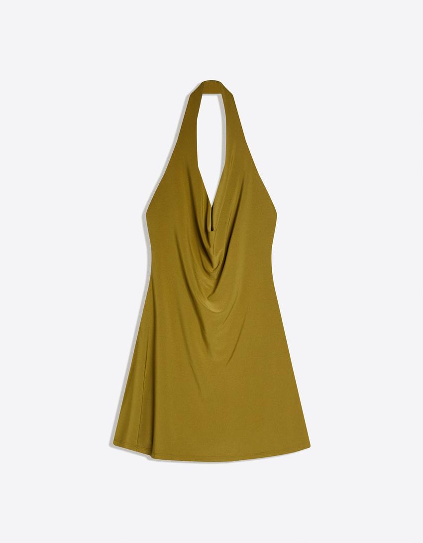 Sukienka mini typu halter-Khaki