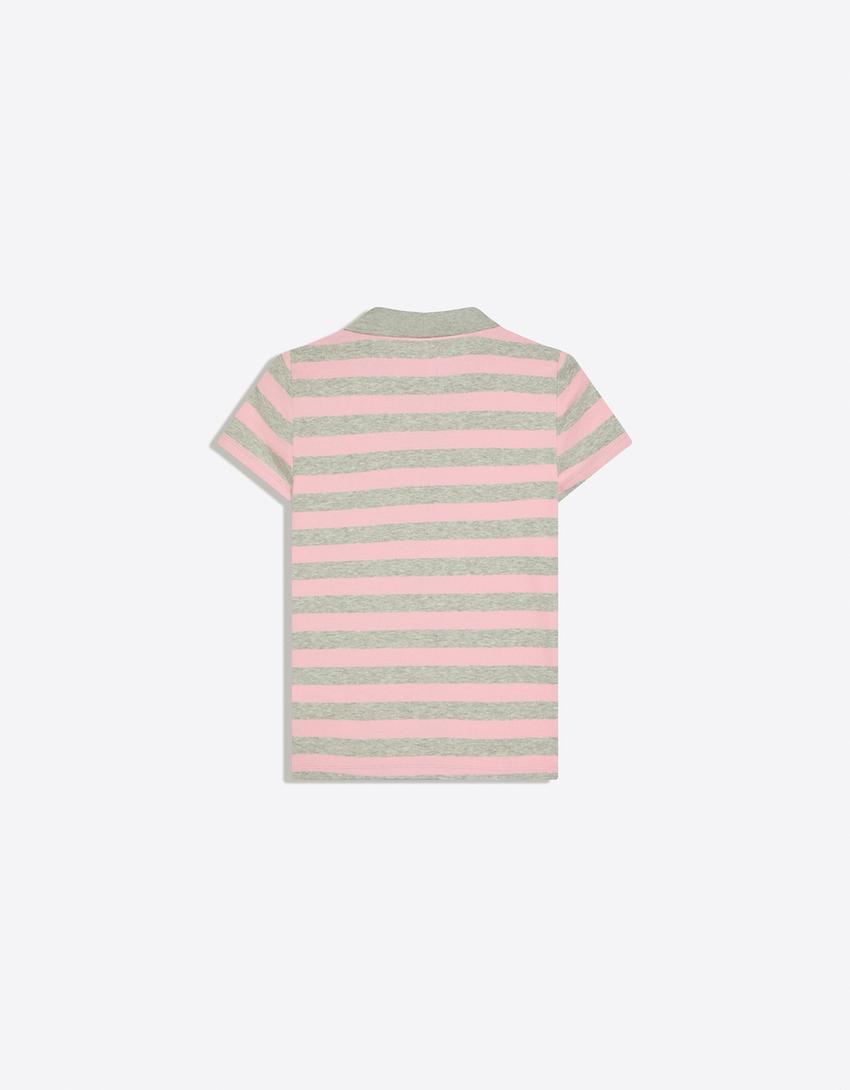 Polo a maniche corte a righe-Rosa