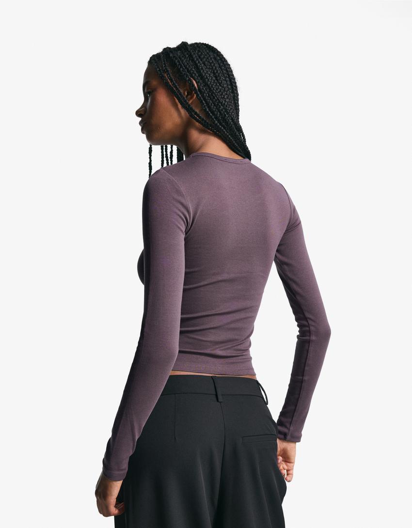 T-shirt de manga comprida-Roxo-2