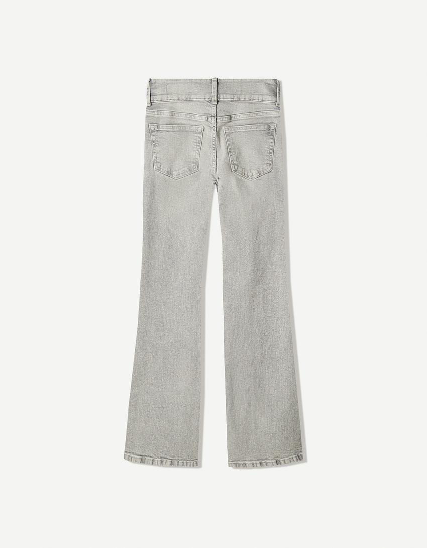 Jean bootcut taille basse-Gris foncé-1