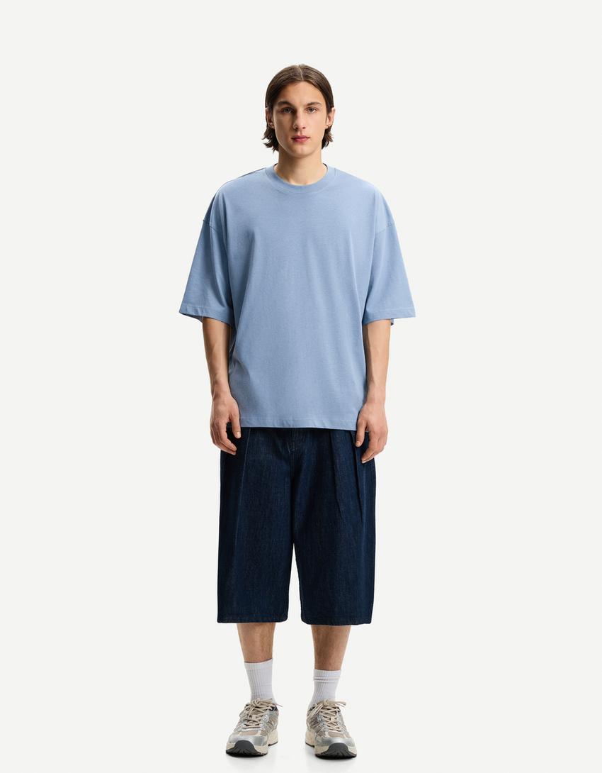 Oversize short sleeve T-shirt-Light blue