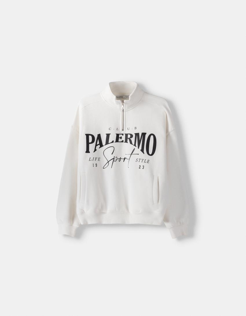 سويت شيرت بطبعة وسحاب-أبيض مطفي-4