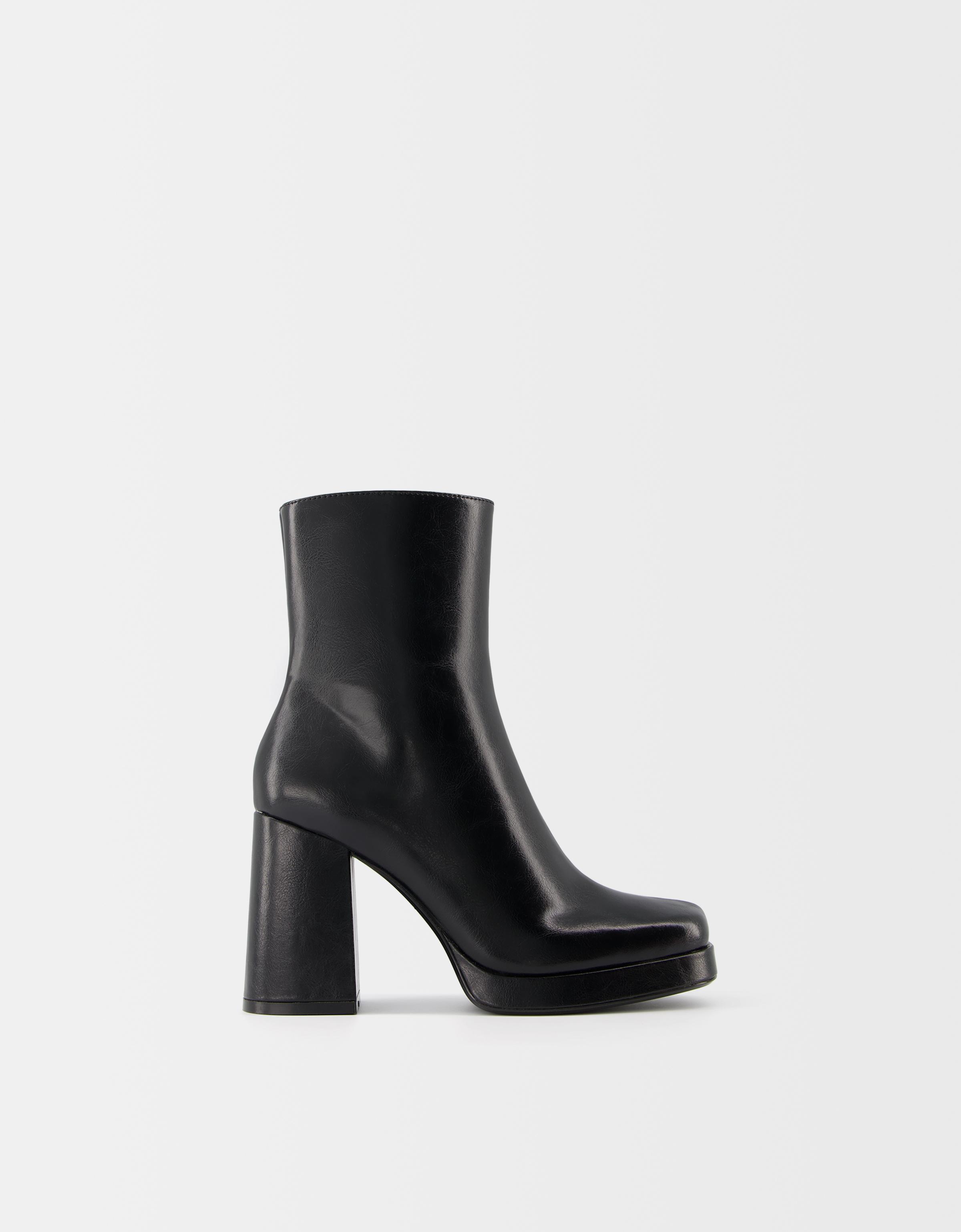 Bershka Plateau-Stiefeletten Mit Absatz Damen 40 Schwarz