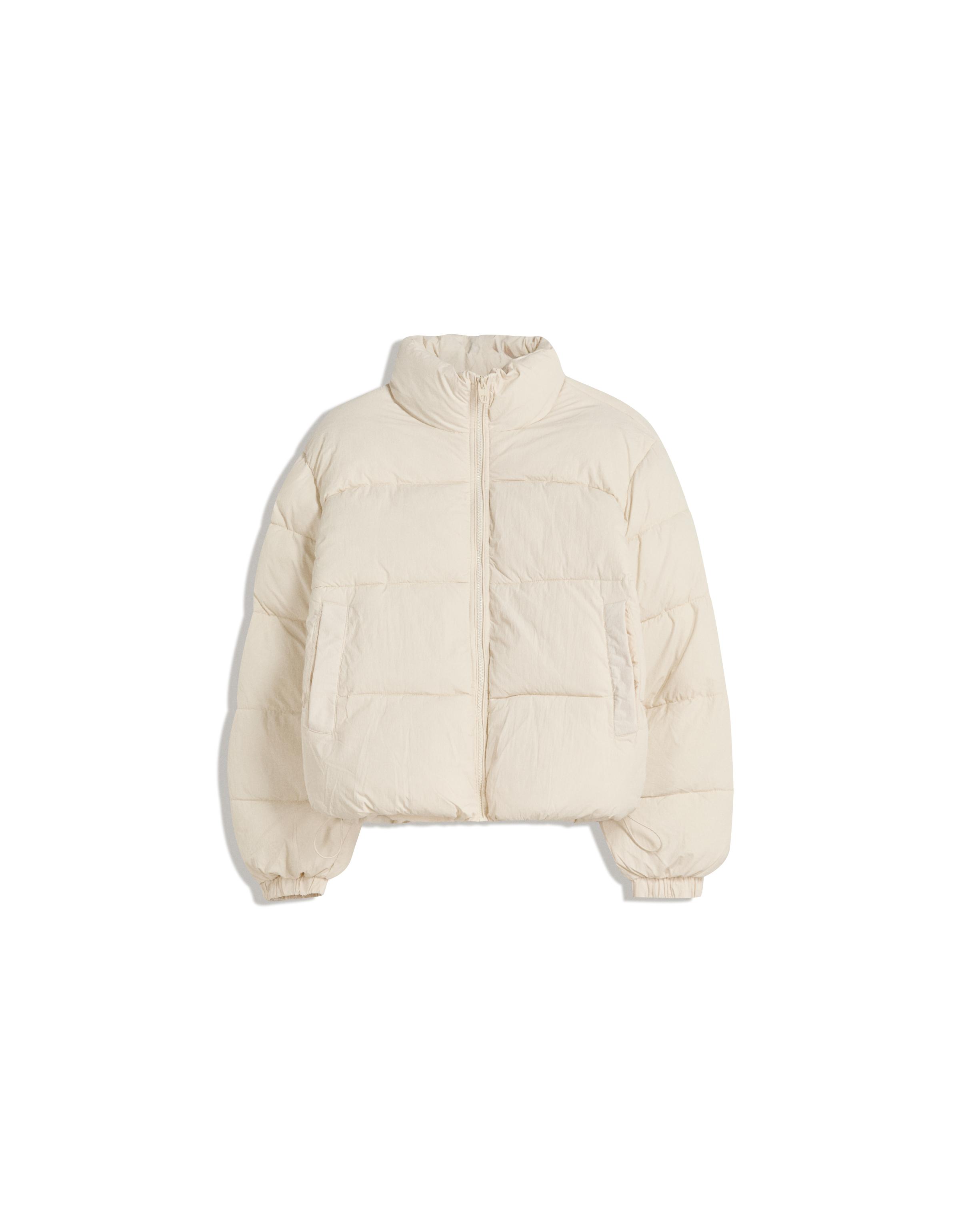 Padded funnel neck jacket — White
