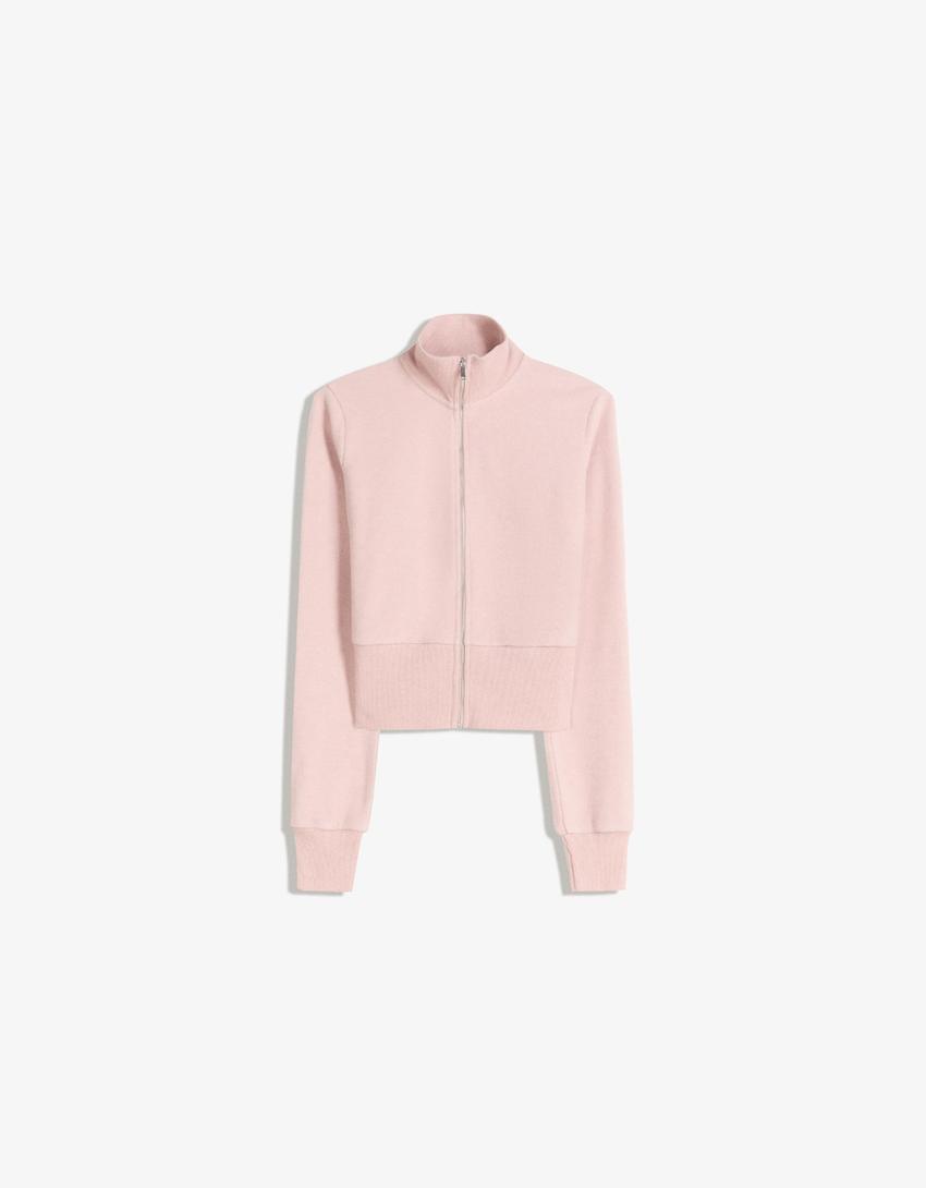 Sweat zippé-Rose