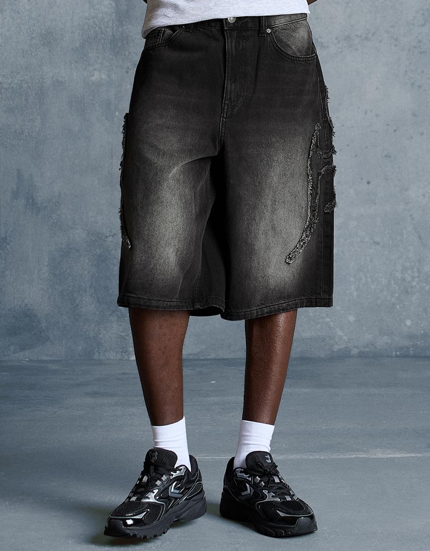 Bermuda baggy parche-Negro