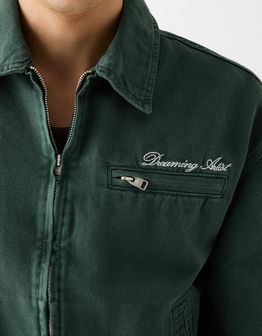 Boxy fit jacket-Green-5