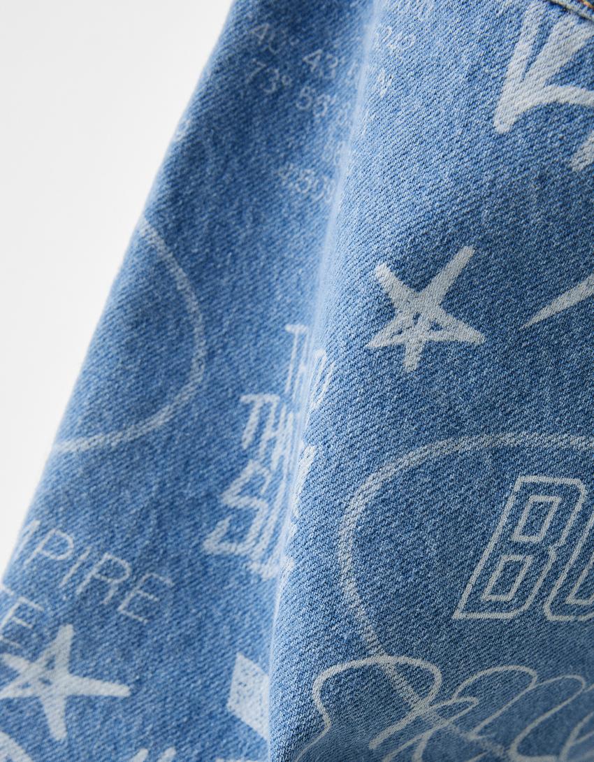 Jean baggy imprimé-Bleu lavé-5