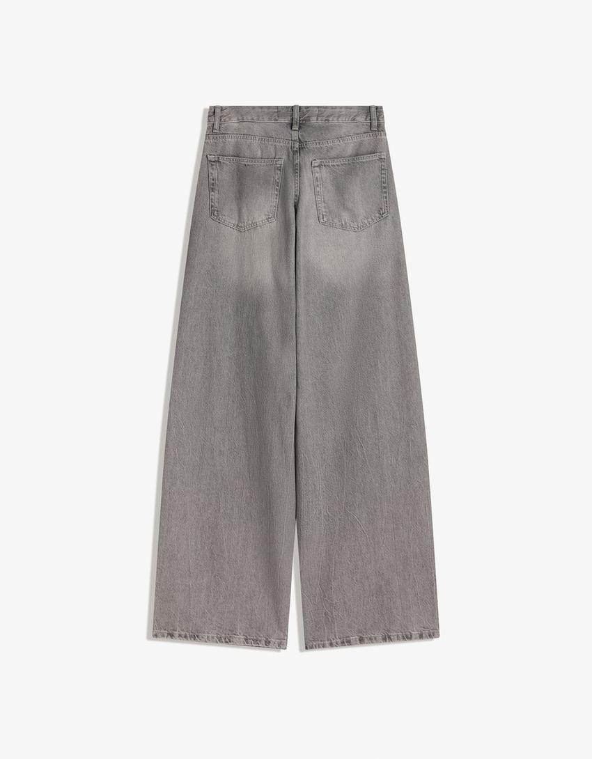 Texans cama ampla low waist-Gris