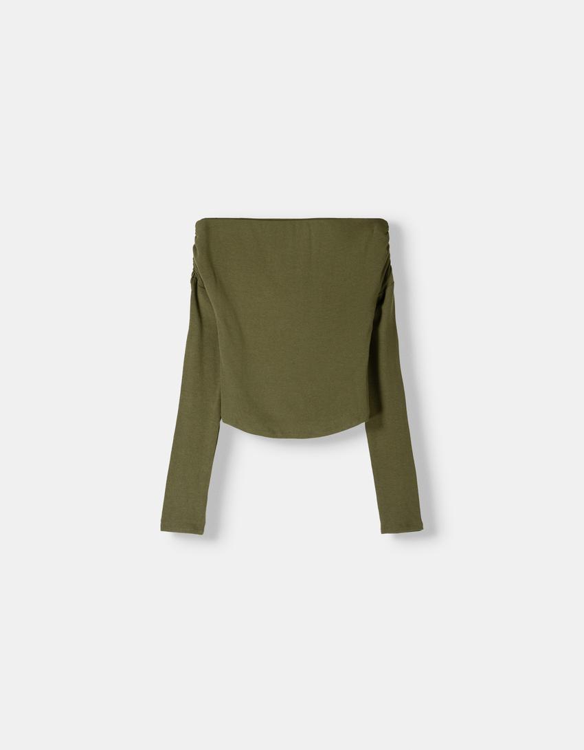Ensemble pull et jupe tricot-Kaki-5