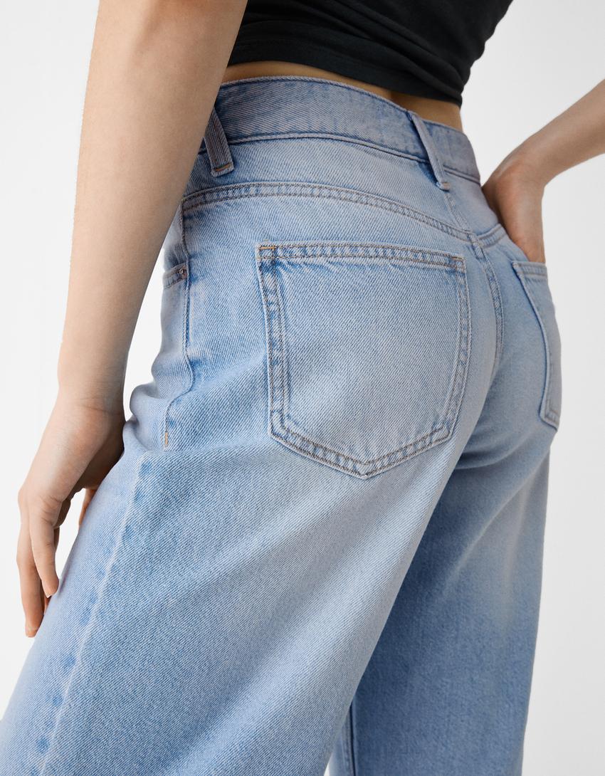 Wide-leg cropped jeans-Light blue-5