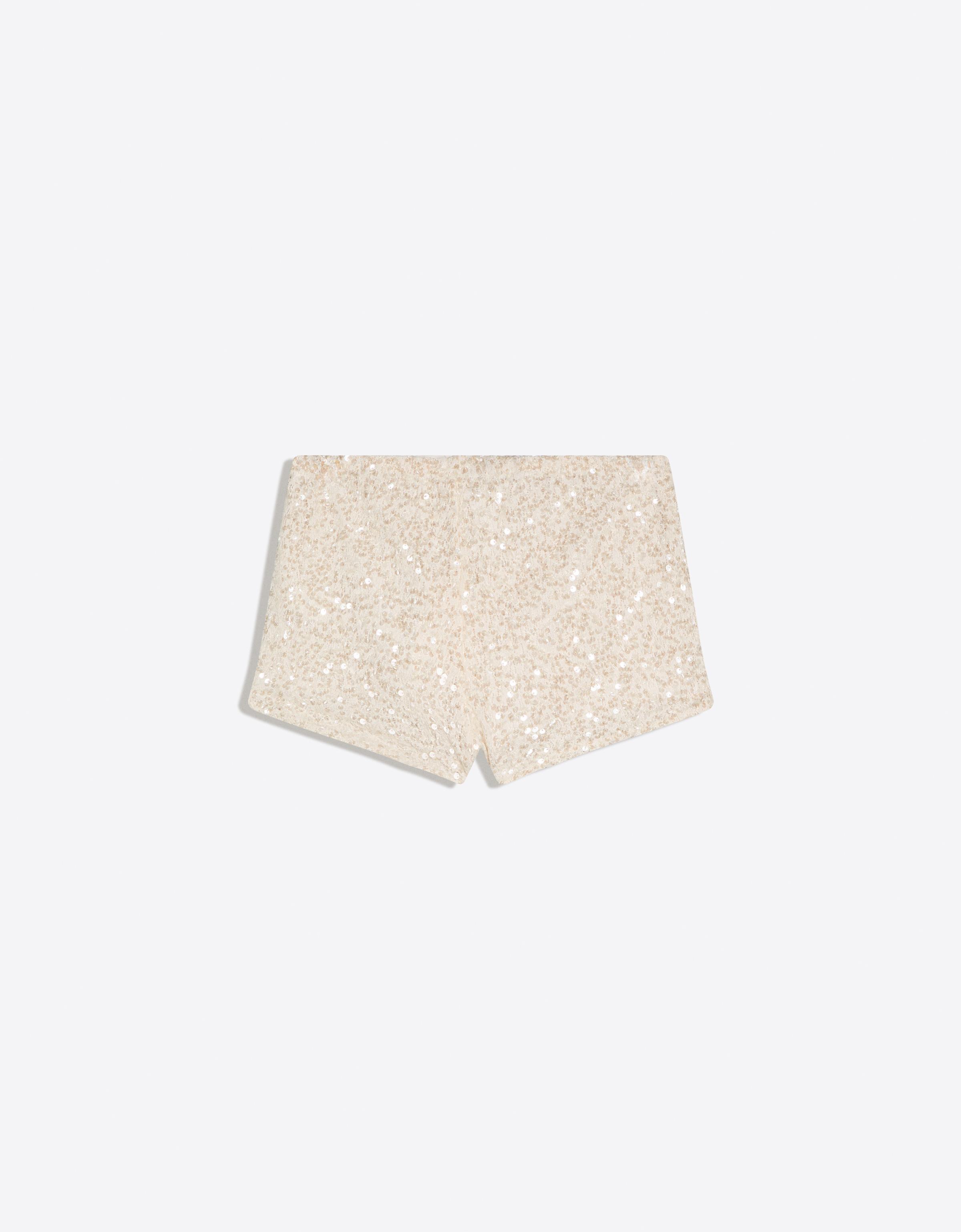 Sequin mini shorts — Cream