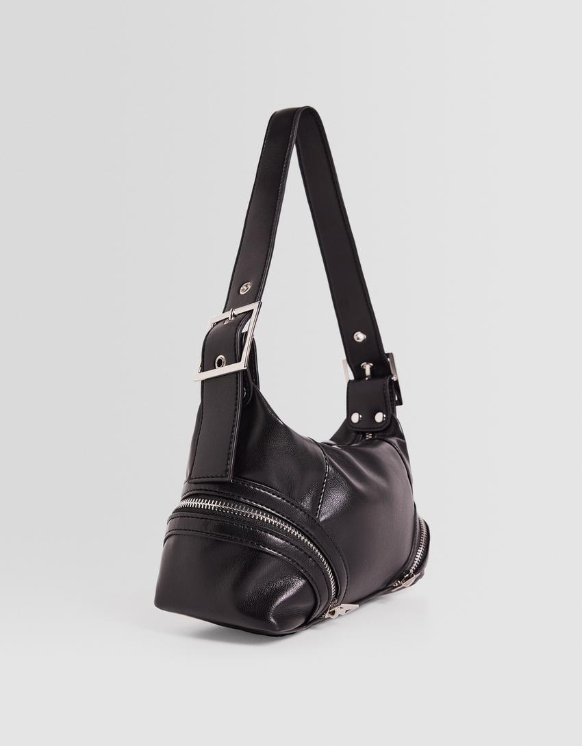 Shoulder bag with zips BSK Teen Bershka