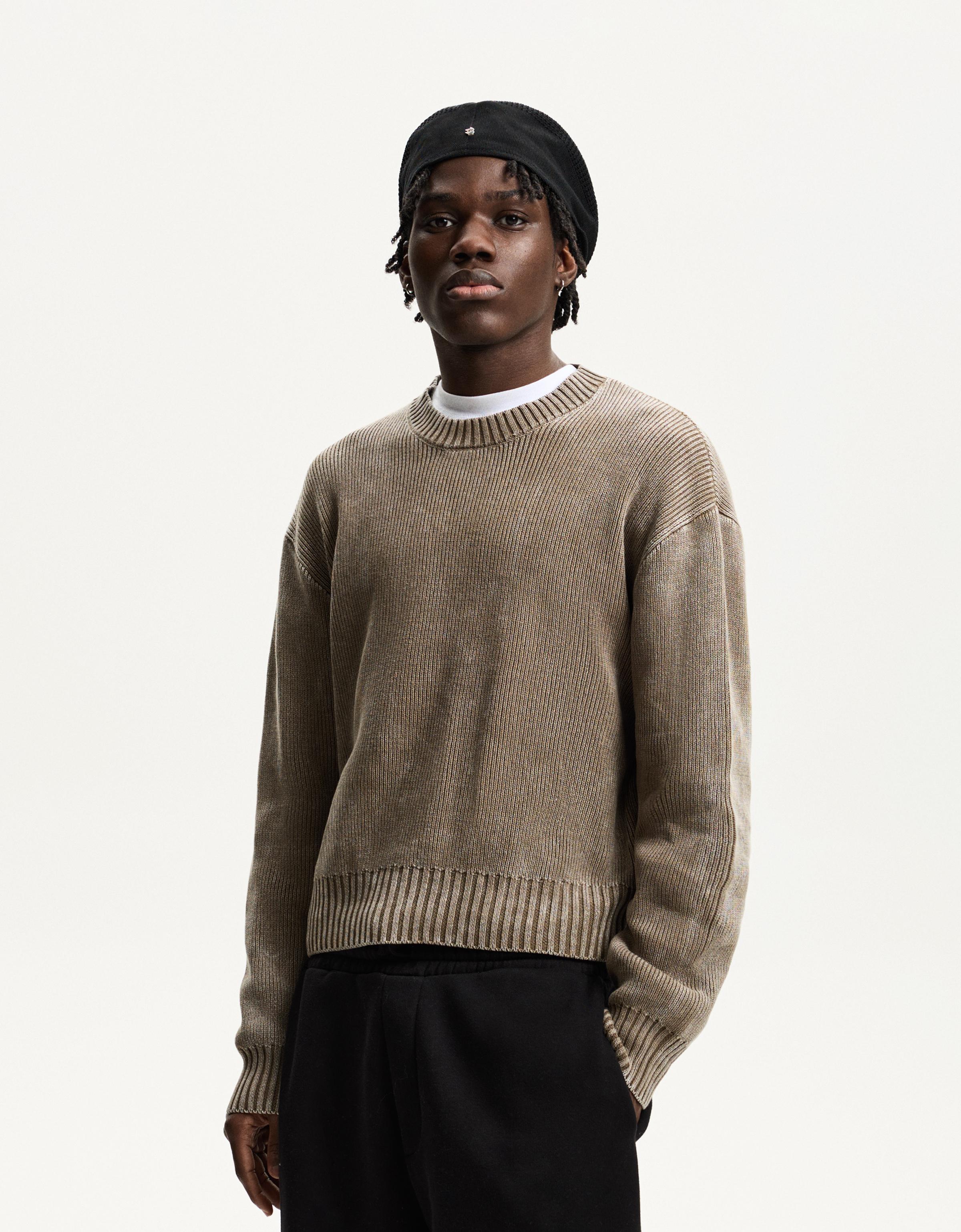 Bershka Pullover Im Boxy-Fit Und Washed-Look Herren Xs Braun