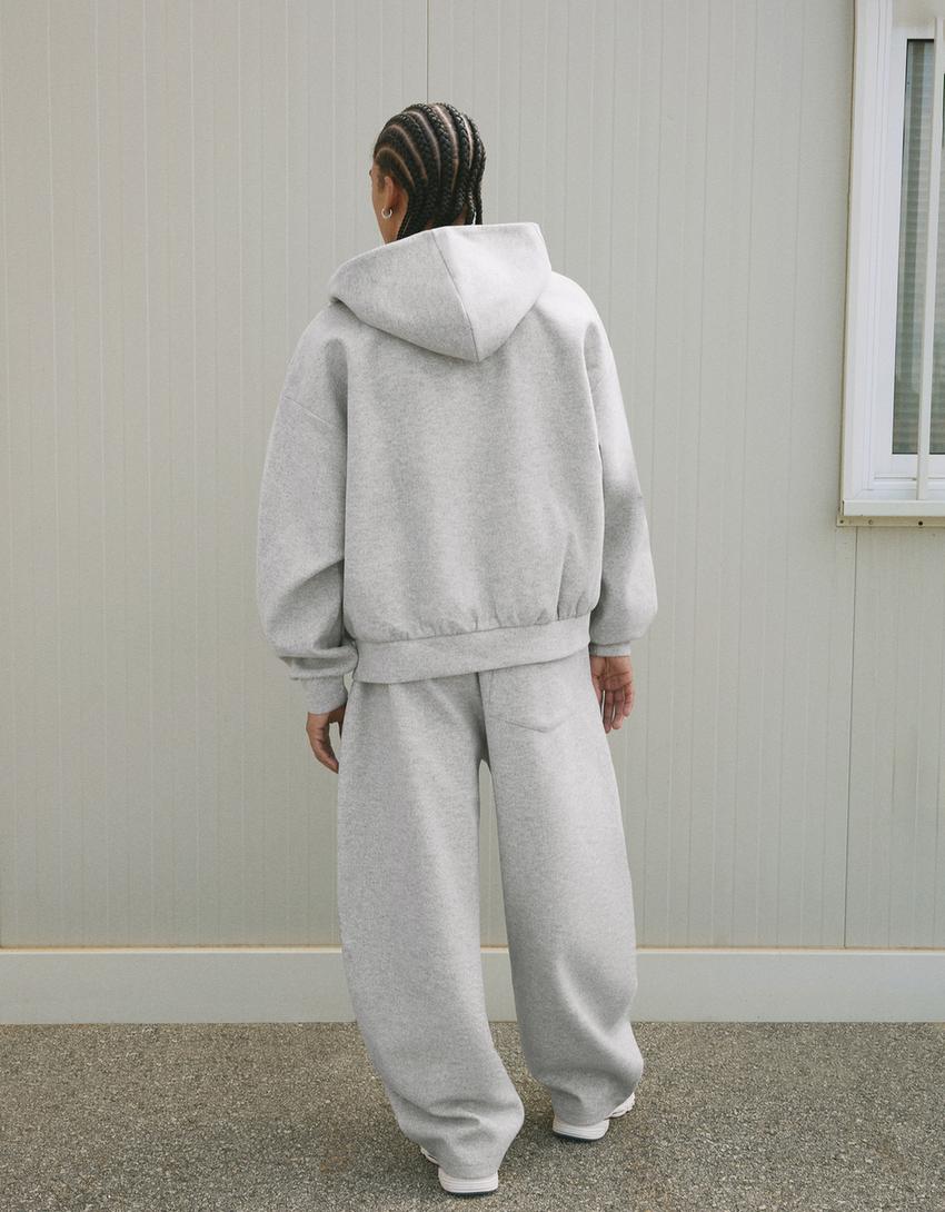 Sudadera cremallera paño-Gris