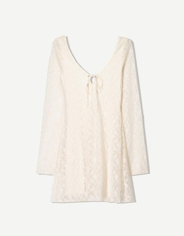 Blonde lace mini dress