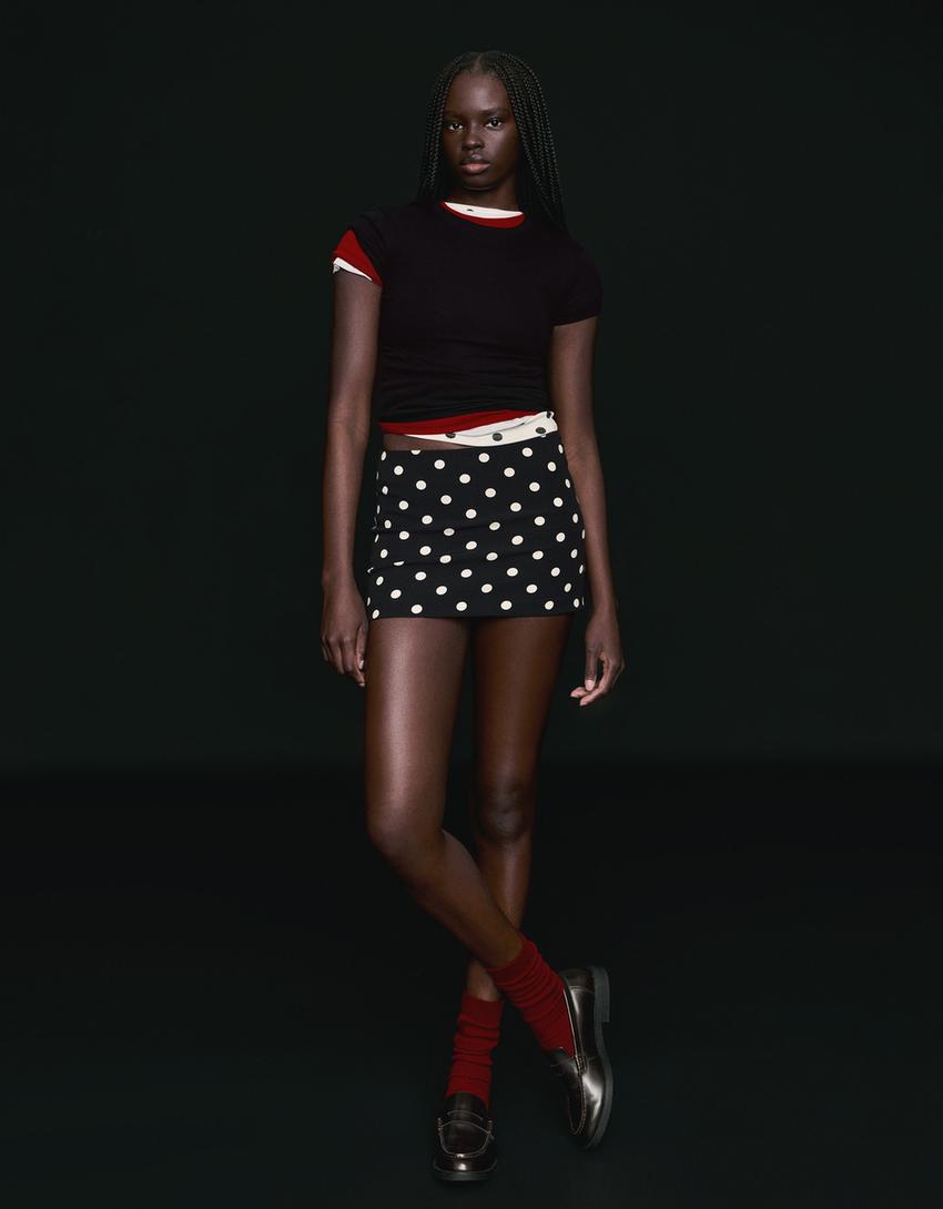 Camiseta manga corta cuello redondo-Negro