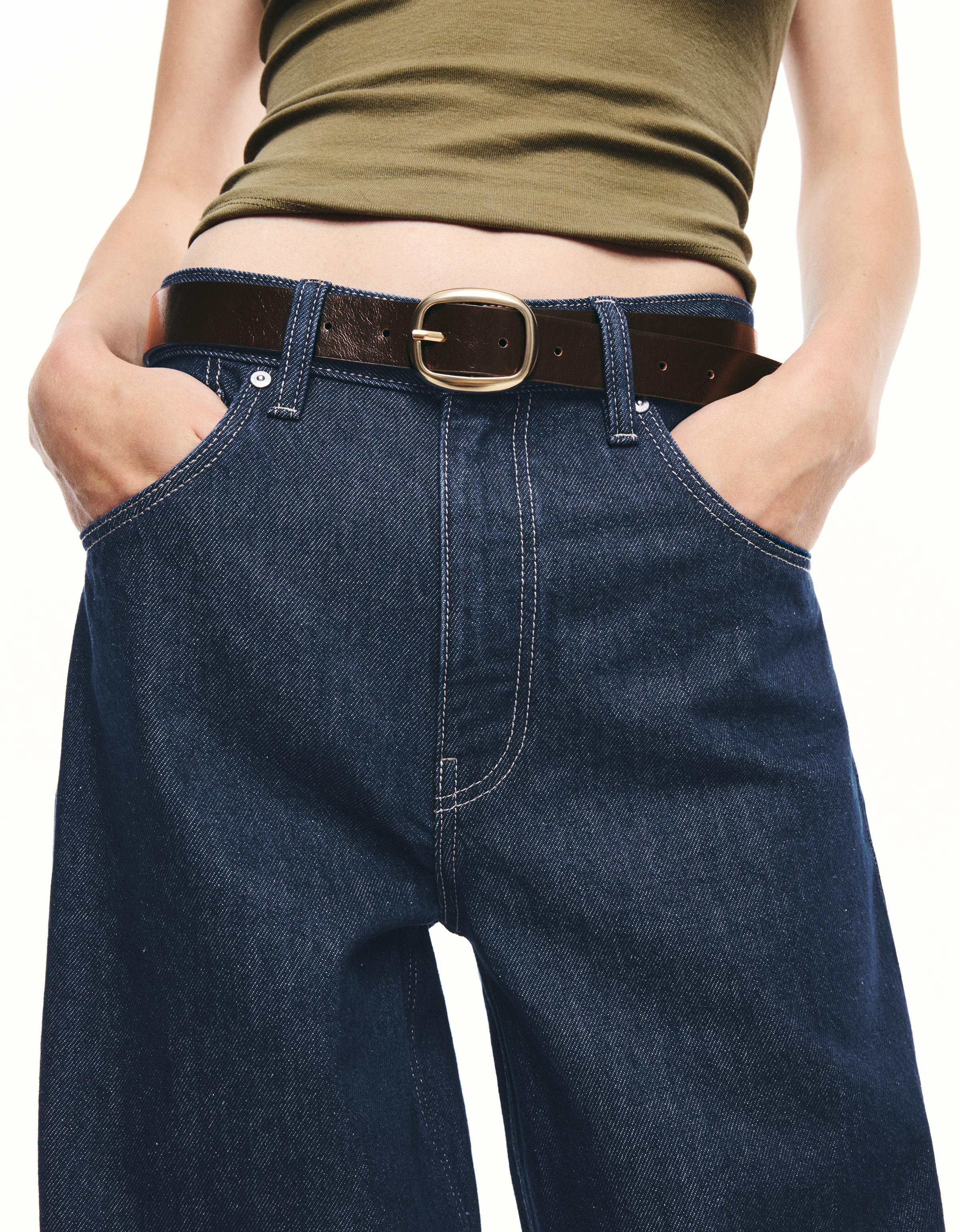 Bershka Kunstledergürtel Fein Damen 95 Braun