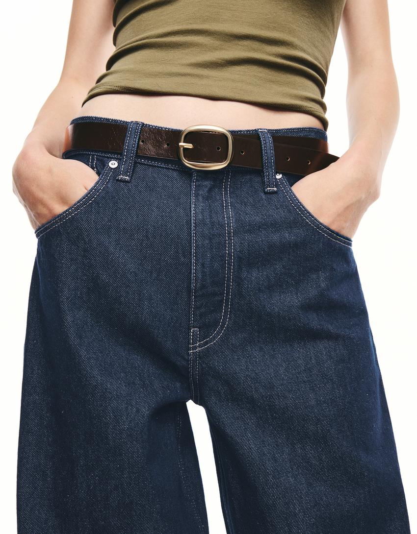 Ceinture fine similicuir-Marron