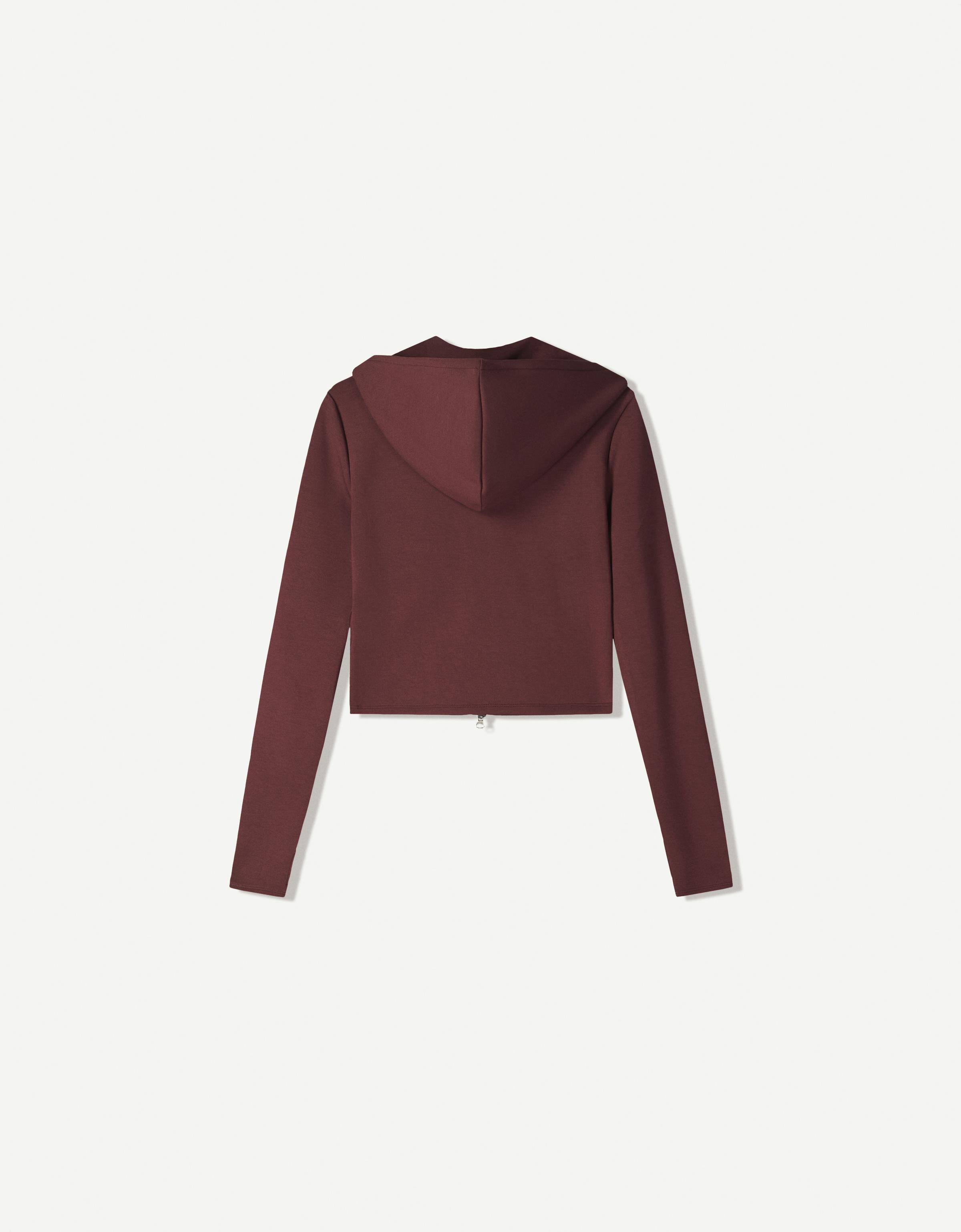 Soft zip-up modal hoodie — Burgundy