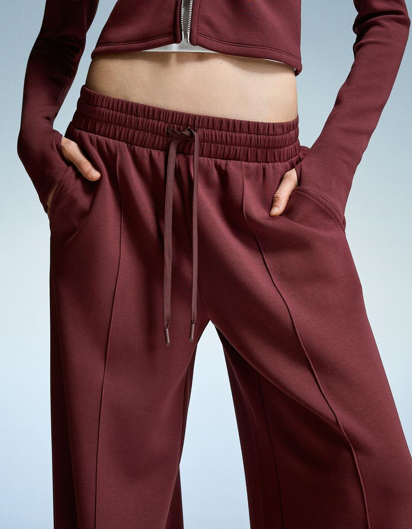 Pantalón soft wide leg-Bordeos