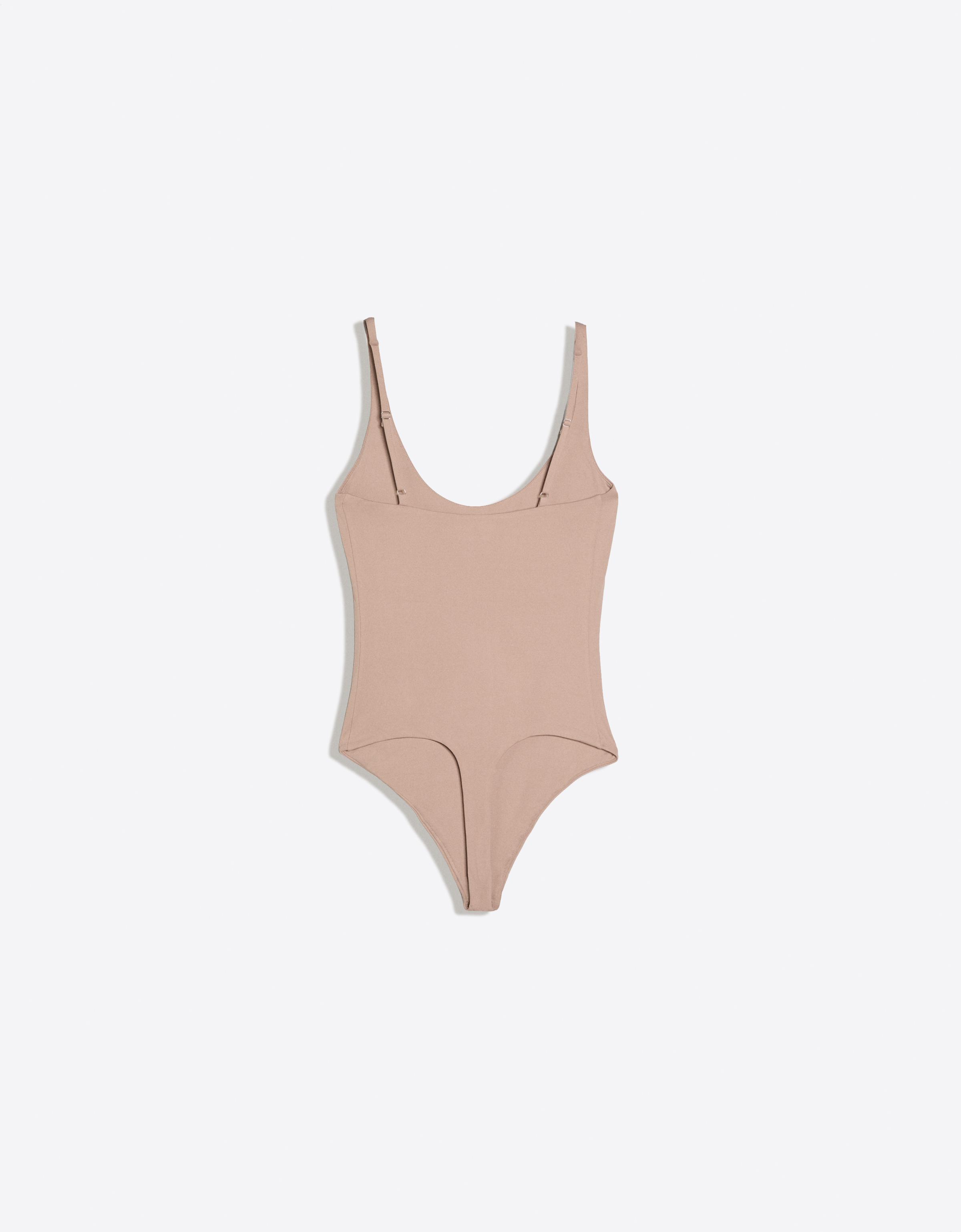 Round neck strappy bodysuit — Pink