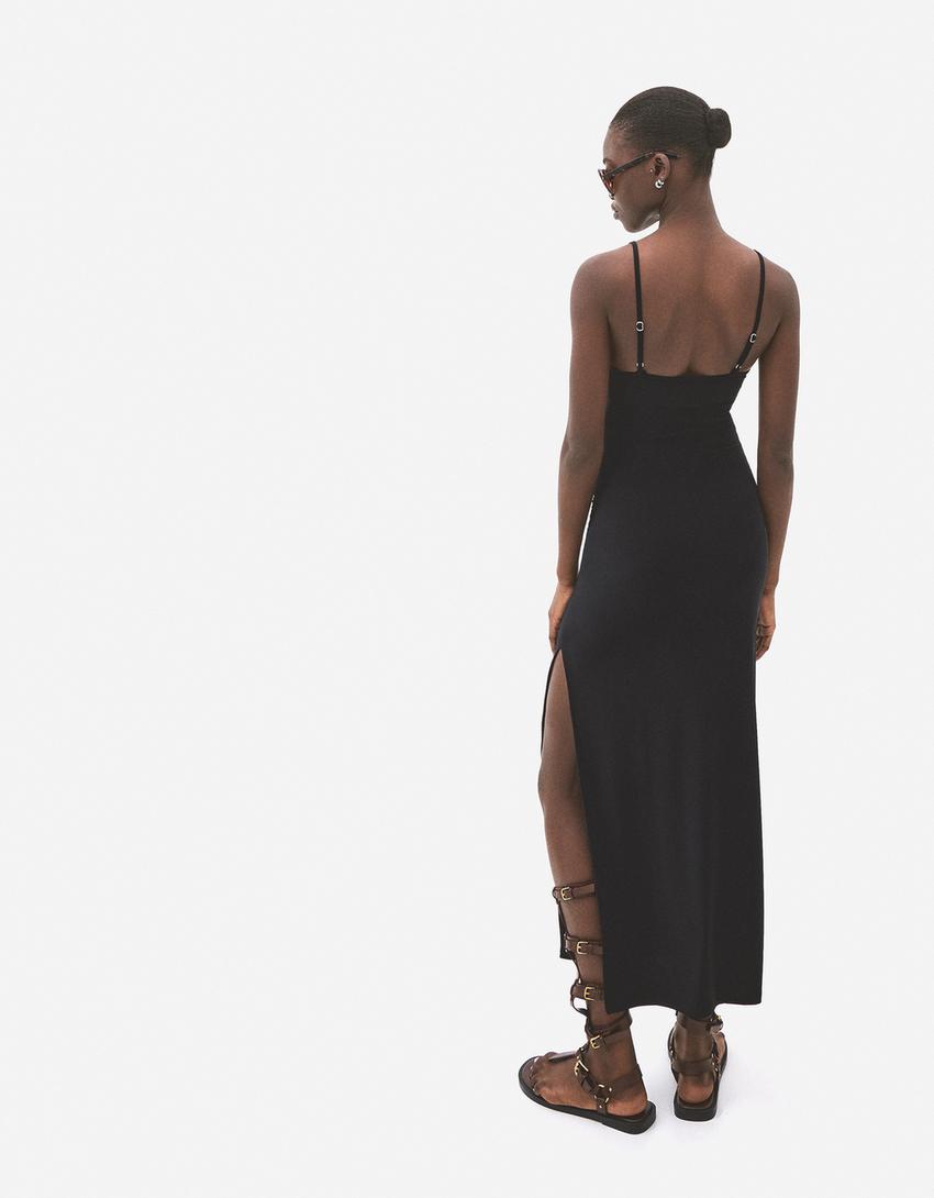 Vestido midi tirantes-Negro-1