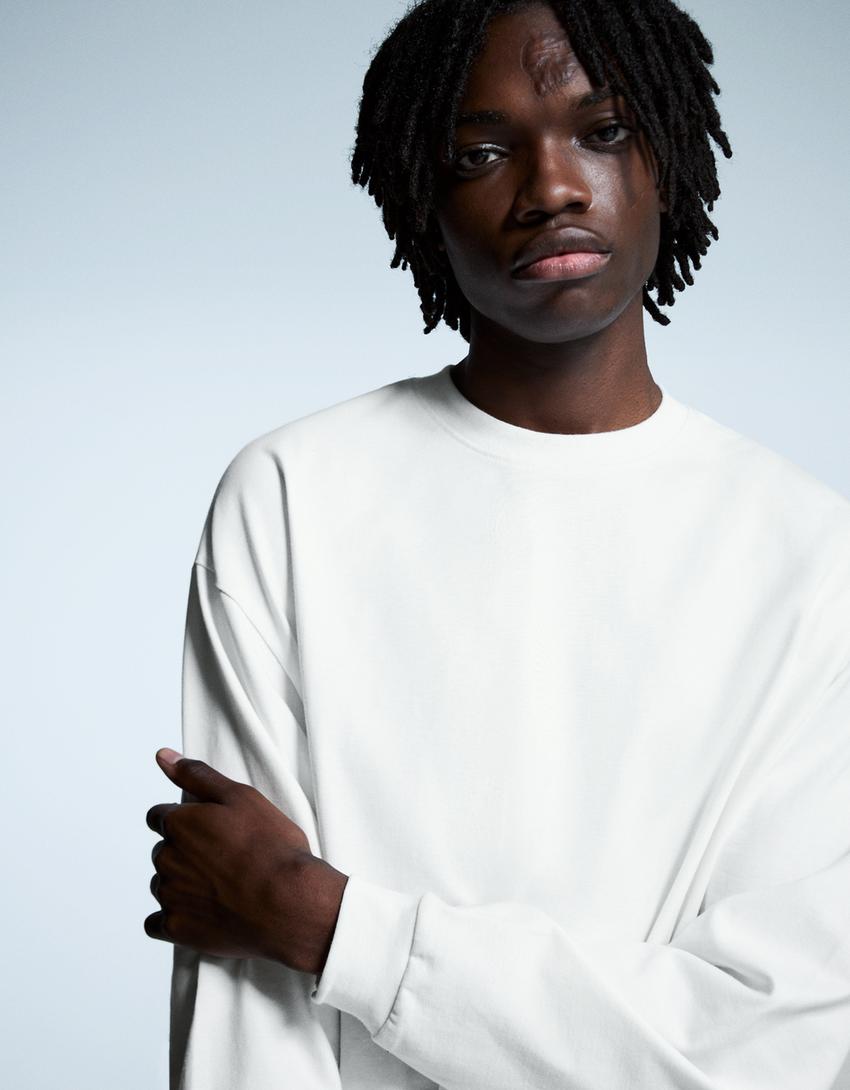 Long sleeve boxy fit T-shirt-Off white