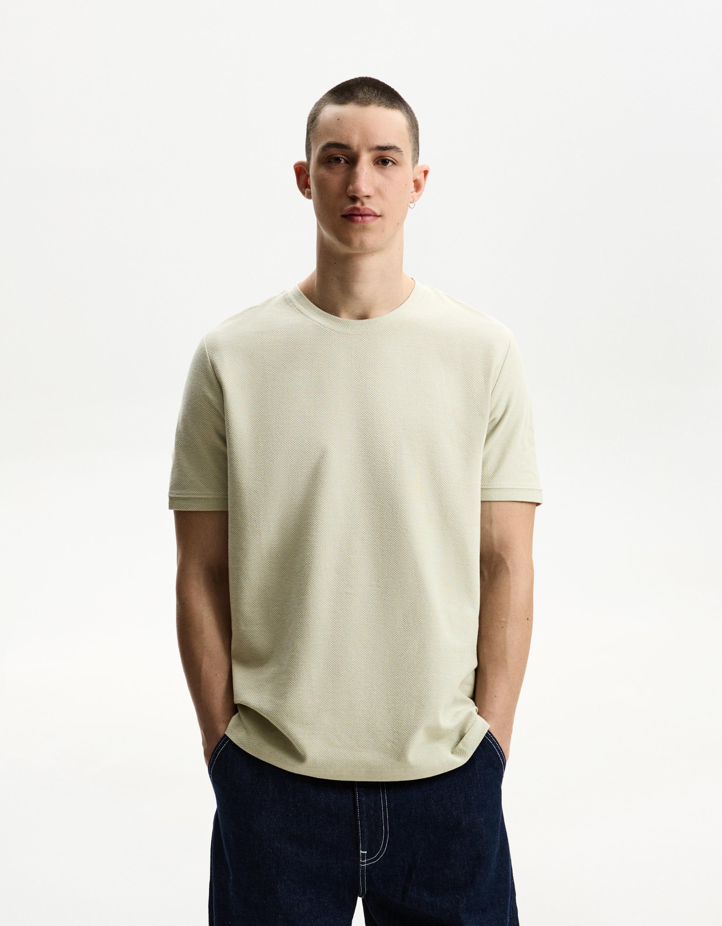 Bershka Kurzarm-T-Shirt Mit Textur Herren M Grün