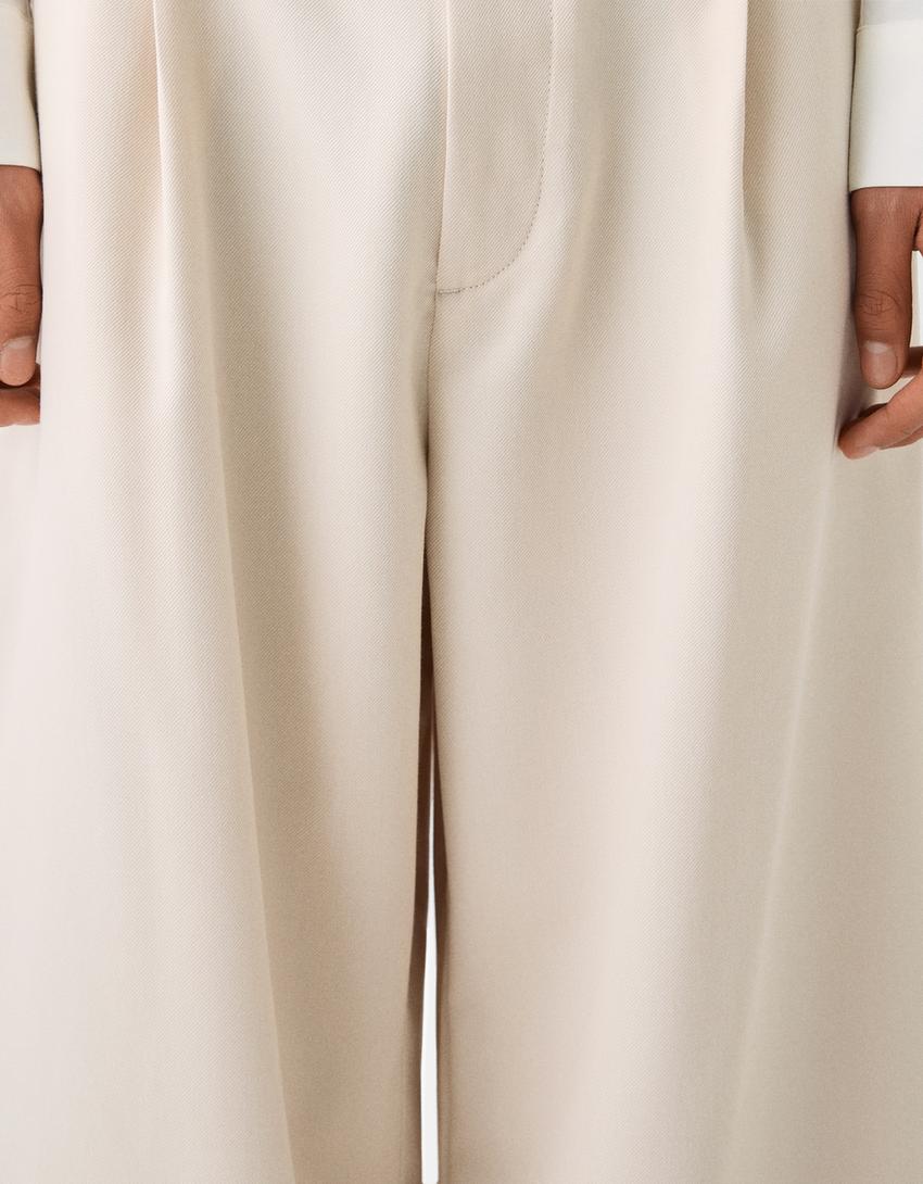 Pantalon wide pinces-Écru-3
